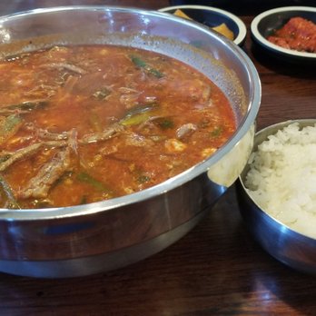 Chosun Korean BBQ - Spicy shredded beef noodle soup. It had asian wild vegetables. Delish. - Korean Near Me - Overland Park, Kansas Chosun Korean BBQ - Spicy shredded beef noodle soup. It had asian wild vegetables. Delish. - Korean Near Me - Overland Park, Kansas