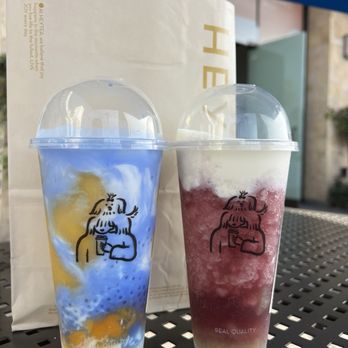 Heytea - coconut mango blue, crisp grape boom - Bubble Tea Near Me - San Diego, California