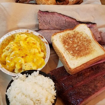 Firebox Deli - 2 meat combo (ribs and brisket) w/ 2 sticky rice, mac n cheese, and texas toast - Barbeque Near Me - Saint Paul, Minnesota Firebox Deli - 2 meat combo (ribs and brisket) w/ 2 sticky rice, mac n cheese, and texas toast - Barbeque Near Me - Saint Paul, Minnesota