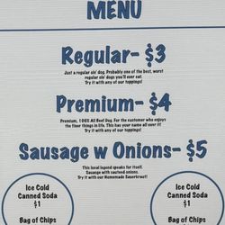 Slingin' Wieners - Menu