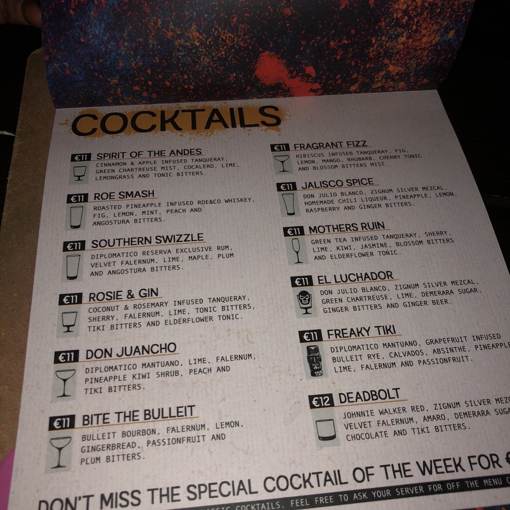 Ruin Bar - Cocktails menu - Wine Bars Near Me - Dublin, D