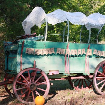 Diamond Mineral Springs - Wagon outside of the restaurant they let us decorate - American Near Me - Highland, Illinois