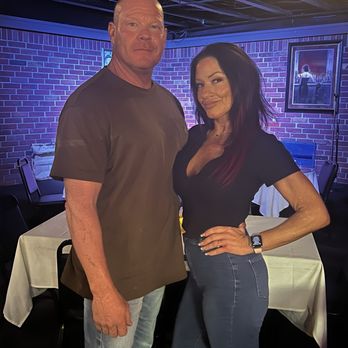 RW’s Steakhouse - My fiancé and I in the eating area in front of the karaoke stage - Steakhouses Near Me - Bossier City, Louisiana