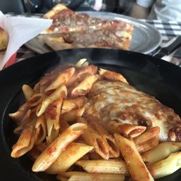 Chicken parm with zitti