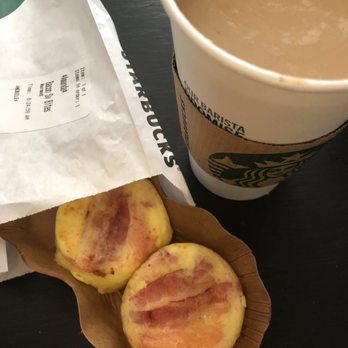Starbucks - Sous Vide Egg Bites with Bacon & Gruyere (not recommended) and grande Gingerbread latte with Coconut milk (highly recommended). - Coffee & Tea Near Me - Charlotte, North Carolina