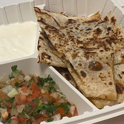 Al Fin - Steak Quesadilla with Sour Cream and Salsa Verde