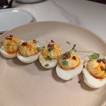 Frankie's Sips & Savories - Deviled eggs with pickled chorizo - Wine Bars Near Me - Cincinnati, Ohio