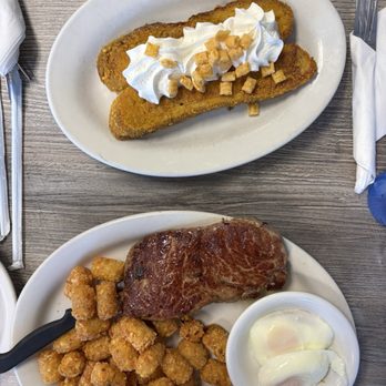 The Bomber Restaurant - 10 oz. Steak and Eggs Cap'n Crunch French Toast - Diners Near Me - Ypsilanti, Michigan The Bomber Restaurant - 10 oz. Steak and Eggs Cap'n Crunch French Toast - Diners Near Me - Ypsilanti, Michigan