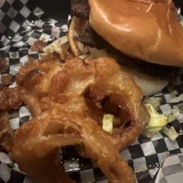 Burger and Onion Rings Burger and Onion Rings
