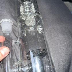 The Laughing Buddha - Spider cracks along side of bong. Hard to see in picture.