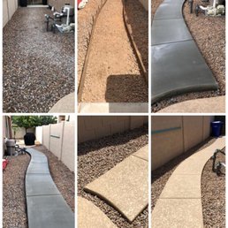 we wanted a path to match the pool deck and we wanted a gap in between. The color is spot on