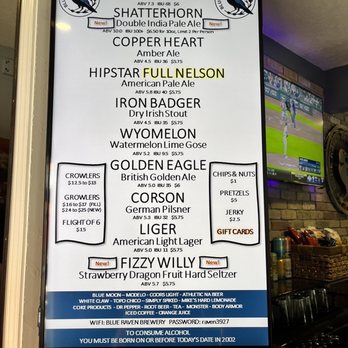 Blue Raven Brewery - Beer menu 5/29/23 - Brewpubs Near Me - Cheyenne, Wyoming