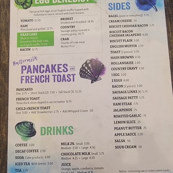 Benson's by the Beach - Menu as of 4//29/23 - Breakfast & Brunch Near Me - Long Beach, Washington
