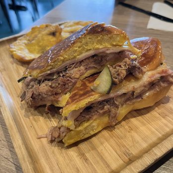 Cubanidad - Medianoche Havana Midnight sandwich w/ friend plantains SO GOOD! - Cuban Near Me - Henderson, Nevada