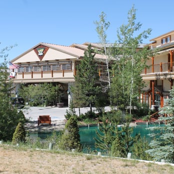 Holiday Inn The Lodge at Big Bear Lake - A view from the street. There's a nice bench by the pond to have a picnic. - Big Bear, CA