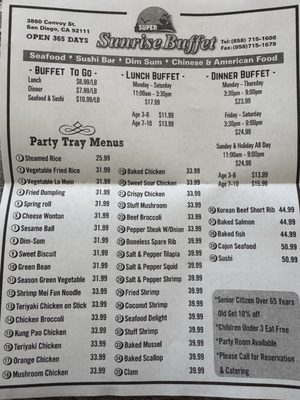 Menu photo 1 Sunrise Buffet San Diego, CA Menu photo 1 Sunrise Buffet San Diego, CA