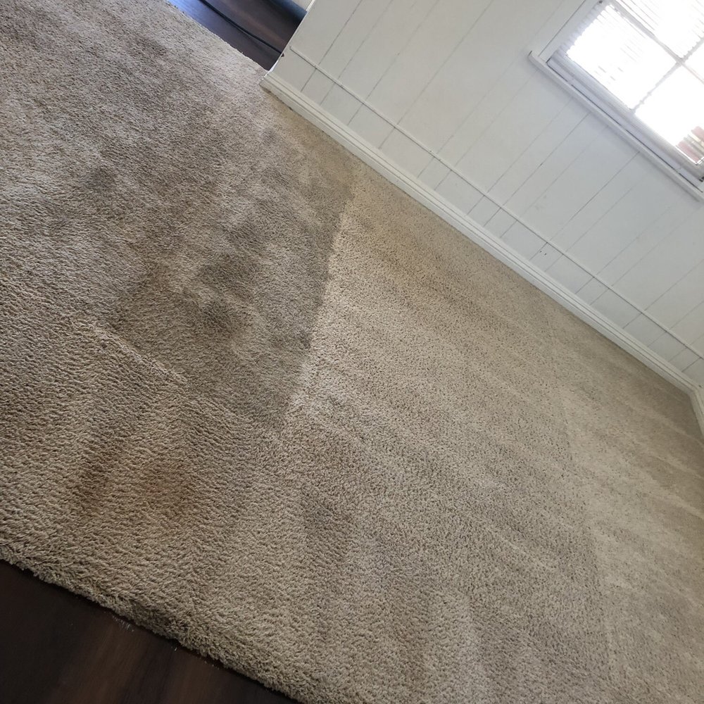 Titan Carpet Care - Living room half done half not done - Damage Restoration Near Me Titan Carpet Care - Living room half done half not done - Damage Restoration Near Me