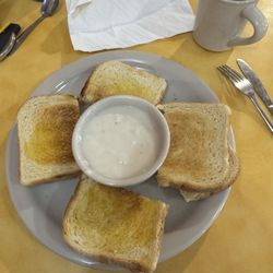 Alamo Grill - $16 for four pieces of bread and a little bit of gravy. Never again.