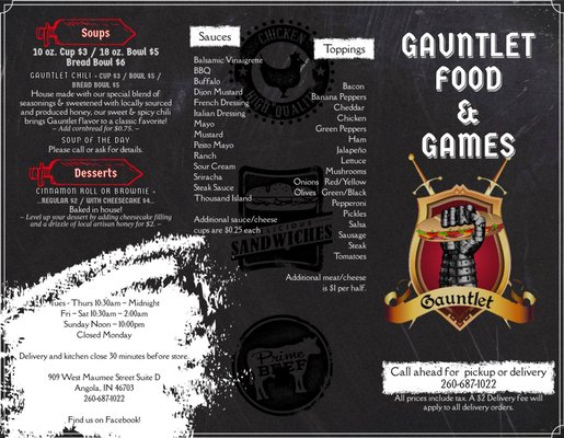 Menu photo 4 Gauntlet Food and Games Angola, IN