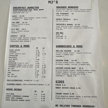 MJ's Cafe - 12/24/25 menu - Cafes Near Me - San Francisco, California
