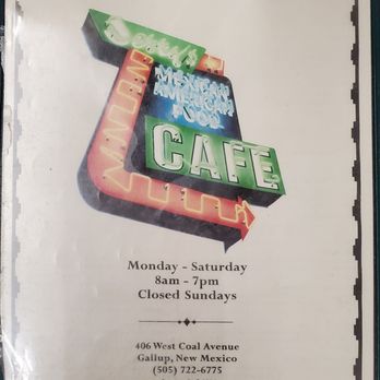 Jerry's Cafe - Menu - New Mexican Cuisine Near Me - Gallup, New Mexico