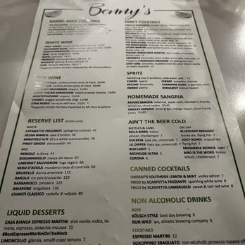 Benny’s - Menu - Italian Near Me - Baltimore, Maryland