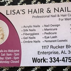 Lisa’s Hair & Nail Spa - Business card