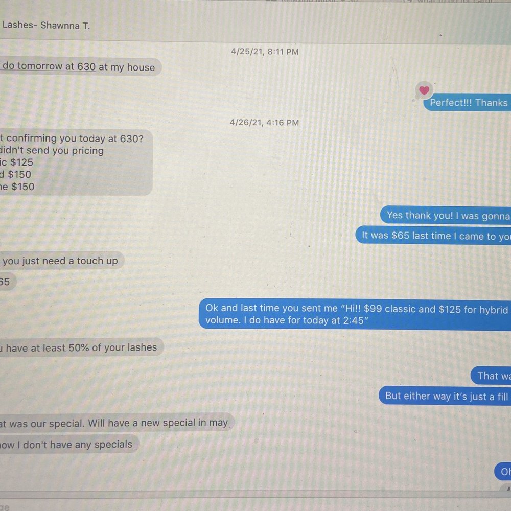 Zen Lashess - Proof of text messages that I was always on time to my 6:30p appointment. Shawnna booked me without even confirming the service. - Eyelash Service Near Me - Los Angeles, California Zen Lashess - Proof of text messages that I was always on time to my 6:30p appointment. Shawnna booked me without even confirming the service. - Eyelash Service Near Me - Los Angeles, California