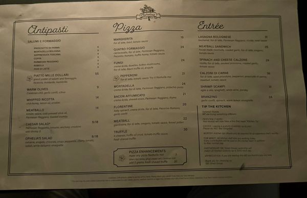 Menu photo 7 Ophelia's Pizza + Bar Nashville, TN