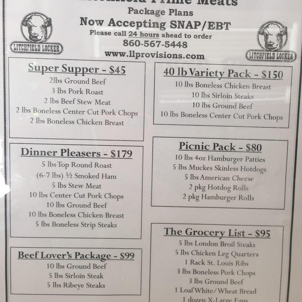 Litchfield Locker - a menu for the lunch - Meat Shops Near Me - Litchfield, Connecticut Litchfield Locker - a menu for the lunch - Meat Shops Near Me - Litchfield, Connecticut