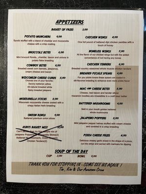 Menu photo 2 Kurt's Never Inn Tavern Deerfield, WI