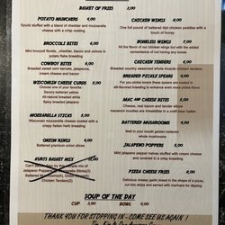 Kurt's Never Inn Tavern - Menu