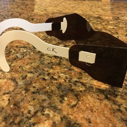 Lonsk Stuart M PA - These are the glasses you get after they dilate your pupils. He wrote " CK" for Calvin Klein! Too cute!