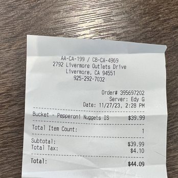 Auntie Anne's - receipt - Pretzels Near Me - Livermore, California Auntie Anne's - receipt - Pretzels Near Me - Livermore, California