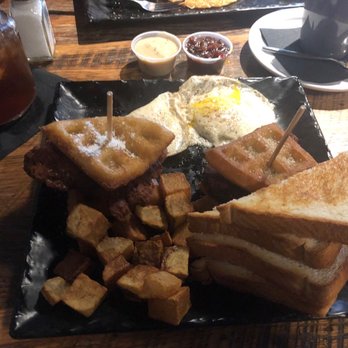 The Yard - Chicken and waffle sliders Added two eggs and home fries - Gastropubs Near Me - Pittsburgh, Pennsylvania