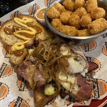Bad Daddy's Burger Bar - Open face Pastrami Melt customized - Burgers Near Me - Broomfield, Colorado Bad Daddy's Burger Bar - Open face Pastrami Melt customized - Burgers Near Me - Broomfield, Colorado