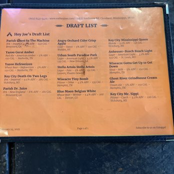 Hey Joe's - Draft list - American Near Me - Cleveland, Mississippi