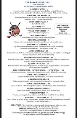 Menu photo 6 The Ranch Sports Grill Ladera Ranch, CA