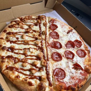 Pizza Castle - Half bbq chicken half beef pepperoni - Pizza Near Me - Hollywood, Florida Pizza Castle - Half bbq chicken half beef pepperoni - Pizza Near Me - Hollywood, Florida