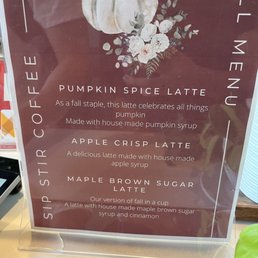 Fall menu