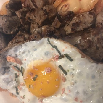 Faction Brewing - Loco moco, tots, kimchi and onions. - Breweries Near Me - Alameda, California Faction Brewing - Loco moco, tots, kimchi and onions. - Breweries Near Me - Alameda, California