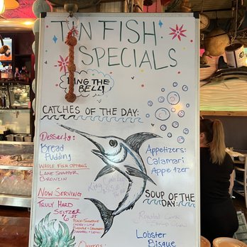 Tin Fish - Specials menu inside - taken a few days before posting this. I feel like swordfish has been on here for at least a month. - New American Near Me - Sunrise, Florida Tin Fish - Specials menu inside - taken a few days before posting this. I feel like swordfish has been on here for at least a month. - New American Near Me - Sunrise, Florida