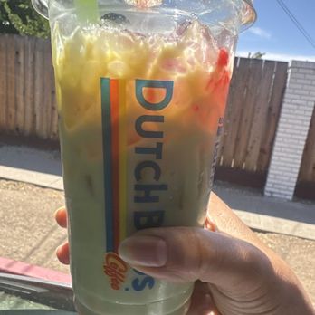 Dutch Bros Coffee - GiaNina's Fave which is matcha, white chocolate sub oat milk and strawberry - Juice Bars & Smoothies Near Me - Concord, California Dutch Bros Coffee - GiaNina's Fave which is matcha, white chocolate sub oat milk and strawberry - Juice Bars & Smoothies Near Me - Concord, California