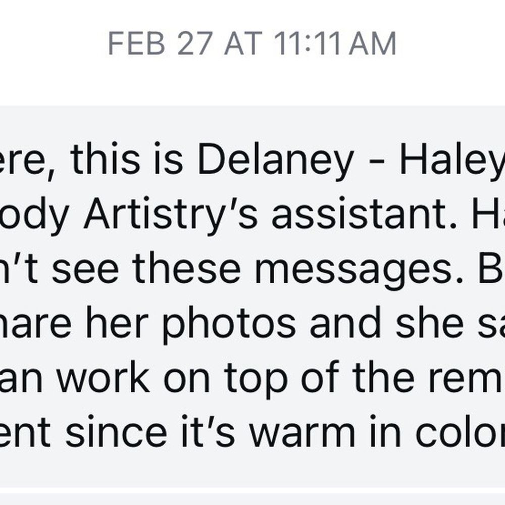 Haley Carmody Artistry - Message confirming to come get the nano brow after showing them my brows prior to treatment. - Permanent Makeup Near Me - La Jolla, California Haley Carmody Artistry - Message confirming to come get the nano brow after showing them my brows prior to treatment. - Permanent Makeup Near Me - La Jolla, California