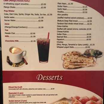 Bombay Touch - Menu as of July 2017 - Indian Near Me - Vaughan, Ontario