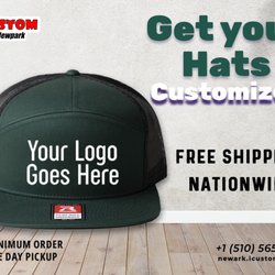 On iCustom you can customize your brand logo and design into your hat! With

Free Shipping Nationwide
No Minimum Order
Sameday Pickup