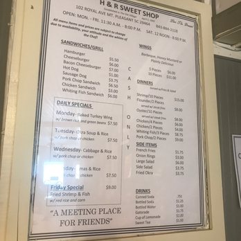 H & R Sweet Shop - Menu - Burgers Near Me - Mount Pleasant, South Carolina H & R Sweet Shop - Menu - Burgers Near Me - Mount Pleasant, South Carolina