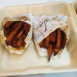Rapsodia Burger - The completely raw drinched in oil sweet potato fries! Disgusting!