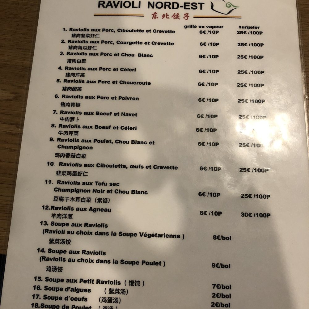 Food menu