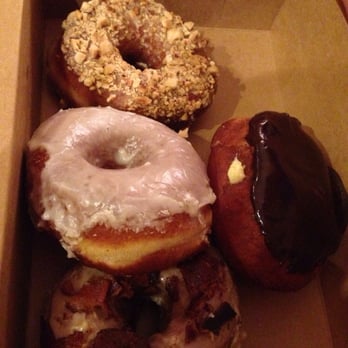 Union Square Donuts - Hazelnut crunch, vanilla bean, Boston cream, maple bacon yummmm - Donuts Near Me - Somerville, Massachusetts Union Square Donuts - Hazelnut crunch, vanilla bean, Boston cream, maple bacon yummmm - Donuts Near Me - Somerville, Massachusetts